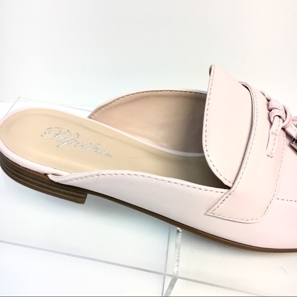 Blush Pink Tassel Mules In Faux Leather - Picture 6 of 8